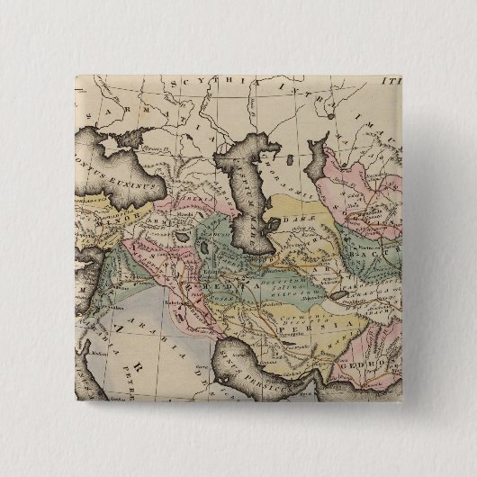 Asia Atlas Map Vierkante Button 5,1 Cm (Voorkant)