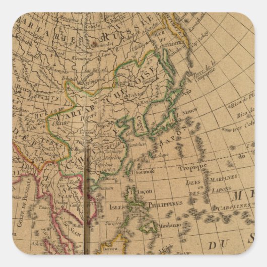 Asia Atlas Map Vierkante Sticker (Voorkant)