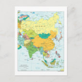 Asia Continent Map Briefkaart (Voorkant)