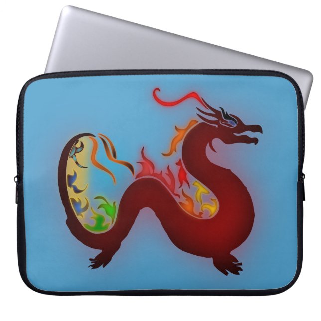 asia dragon blue laptop sleeve (Voorkant)