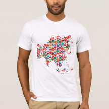 Asia Flag Hearts Map T-Shirt