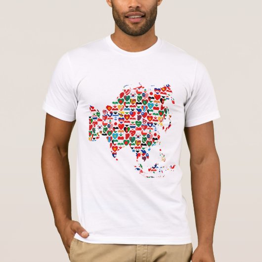 Asia Flag Hearts Map T-Shirt (Voorkant)