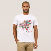 Asia Flag Hearts Map T-Shirt (Voorkant volledig)