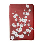 Asia Floral White Cherry Blossom Red Badmat (Voorkant Verticaal)