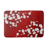 Asia Floral White Cherry Blossom Red Badmat (Voorkant)