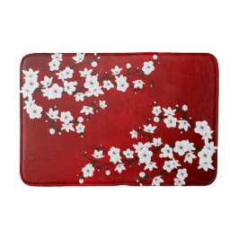 Asia Floral White Cherry Blossom Red Badmat