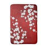 Asia Floral White Cherry Blossom Red Badmat (Voorkant Verticaal)