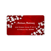 Asia Floral White Cherry Blossom Red Etiket (Voorkant)