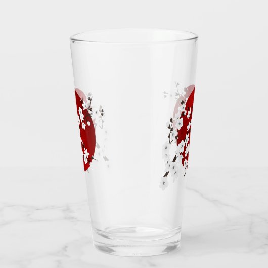 Asia Floral White Cherry Blossom Red Glas (Rechts)