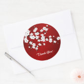 Asia Floral White Cherry Blossom Red Hartelijk dan Ronde Sticker (Envelop)