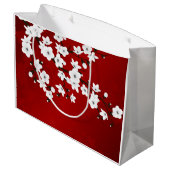 Asia Floral White Cherry Blossom Red Large Cadeautasje (Achterkant Gekanteld)
