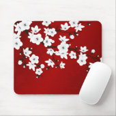 Asia Floral White Cherry Blossom Red Muismat (Met muis)
