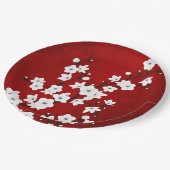 Asia Floral White Cherry Blossom Red Papieren Bordje (Gekanteld)