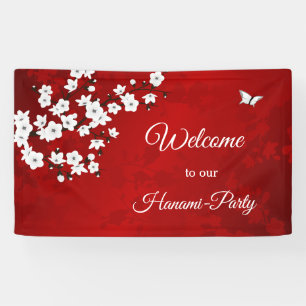 Asia Floral White Cherry Blossom Red Spandoek