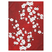 Asia Floral White Cherry Blossom Red Tafelkleed (Voorkant)