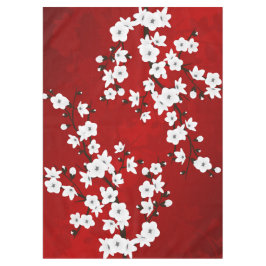 Asia Floral White Cherry Blossom Red Tafelkleed