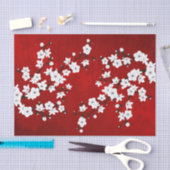 Asia Floral White Cherry Blossom Red Tissuepapier (Craft)