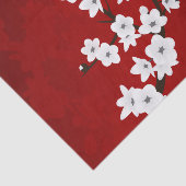 Asia Floral White Cherry Blossom Red Tissuepapier (Detail)