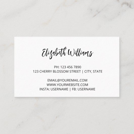 Asia Floral White Cherry Blossom Red Visitekaartje (Achterkant)