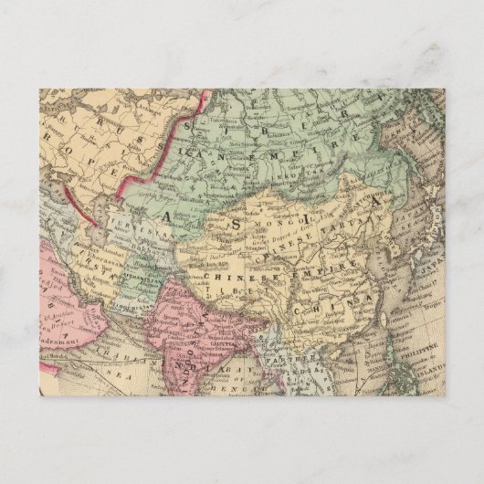 Asia Map door Mitchell Briefkaart (Voorkant)