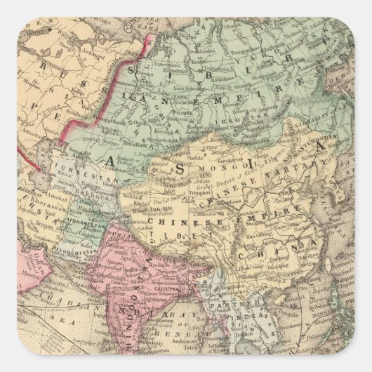 Asia Map door Mitchell Vierkante Sticker (Voorkant)