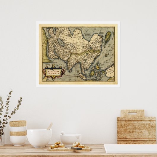Asia Map door Ortelius 1570 Poster (Keuken)