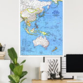 " Asia-Pacific-Region: 1989 Gedetailleerde MAP ... Poster (Thuiskantoor)