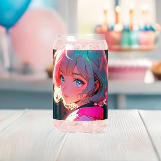 Asian anime cute girl design blikvorm glas