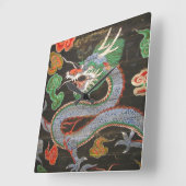 Asian Art Bright Colorful | Dragon Vierkante Klok (Hoek)
