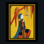 Asian Art Deco Print door Frank Mackintosh 16x20<br><div class="desc">Levendig, Aziatisch, Art Deco Print -Asian Girl in Grape Harbour met Nightingale 16x20</div>