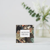 Asian Art Japanse Samurai Warrior Slays Serpent Vierkante Visitekaartje (Staand voorkant)