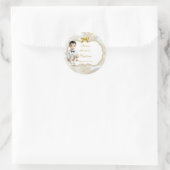Asian Baby Boy Baptism Communauté White & Gold Ronde Sticker (Tas)