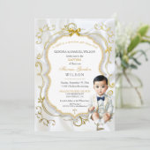 Asian Baby Boy Baptism Commune Christening Kaart (Staand voorkant)