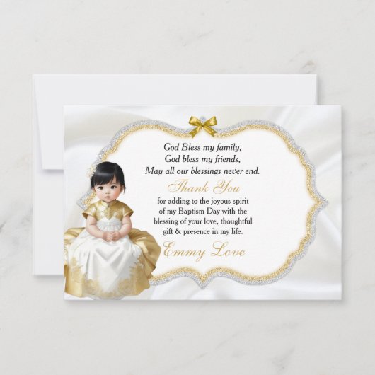 Asian Baby Girl Baptism Christening Bedankt (Voorkant)