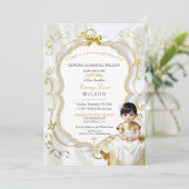 Asian Baby Girl Baptism Commune Christening Kaart (Staand voorkant)