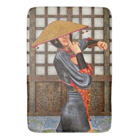 Asian Battle Woman Badmat (Voorkant Verticaal)
