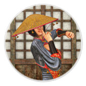 Asian Battle Woman Keramische Knop (Voorkant)