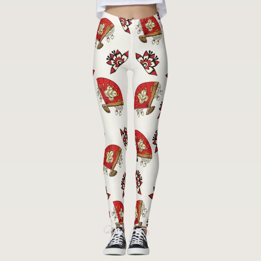 Asian Bird Deco Leggings (Voorkant)