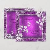 Asian Blossom Plum roze White Black Lace Birthday Kaart (Voorkant / Achterkant)