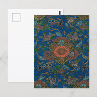Asian Blue Fan Pattern Briefkaart