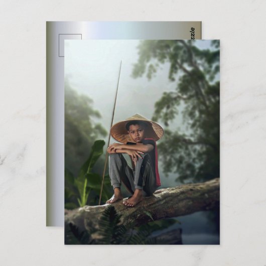 Asian Boy Viste Briefkaart (Voorkant / Achterkant)