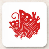 Asian Butterfly Japanse Kamon Design Bier Onderzetter (Voorkant)