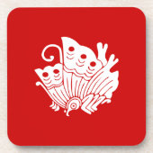 Asian Butterfly Japanse Kamon Design Bier Onderzetter (Voorkant)