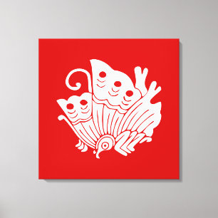 Asian Butterfly Japanse Kamon Design Canvas Afdruk