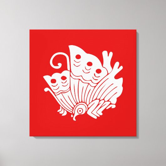 Asian Butterfly Japanse Kamon Design Canvas Afdruk (Voorkant)
