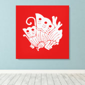 Asian Butterfly Japanse Kamon Design Canvas Afdruk (Insitu (Houten vloer))