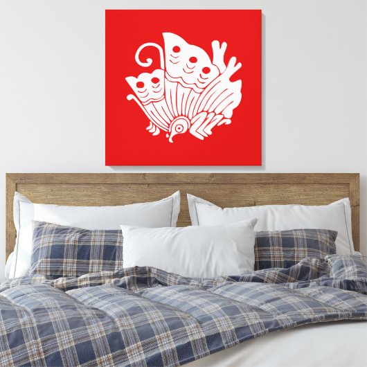 Asian Butterfly Japanse Kamon Design Canvas Afdruk (Insitu (Slaapkamer))