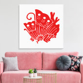 Asian Butterfly Japanse Kamon Design Canvas Afdruk (Insitu (Woonkamer))