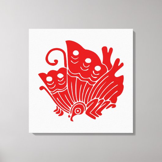 Asian Butterfly Japanse Kamon Design Canvas Afdruk (Voorkant)