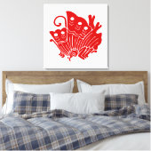 Asian Butterfly Japanse Kamon Design Canvas Afdruk (Insitu (Slaapkamer))